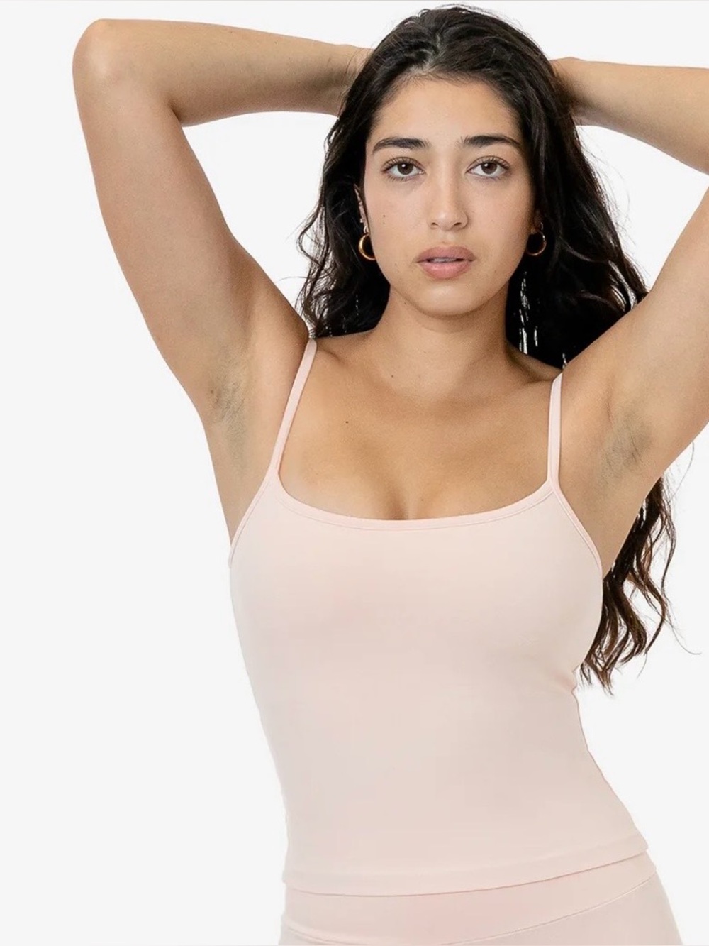 LOS ANGELES APPAREL Garment Dye Spaghetti Tank Camisole in Seashell Pink